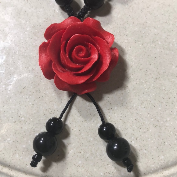 Thread Braided Rose Long Necklace - Picture 2 of 6